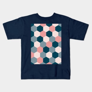 Blush Pink and Blue Geometric Shapes Kids T-Shirt